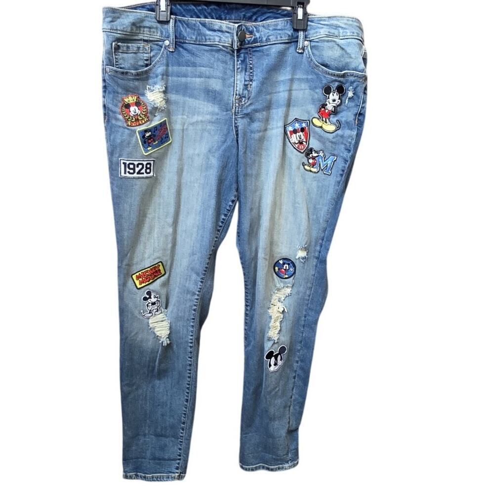 Torrid X Disney Mickey Mouse Patch Jeans Boyfriend Distressed Size 20 R Stretch